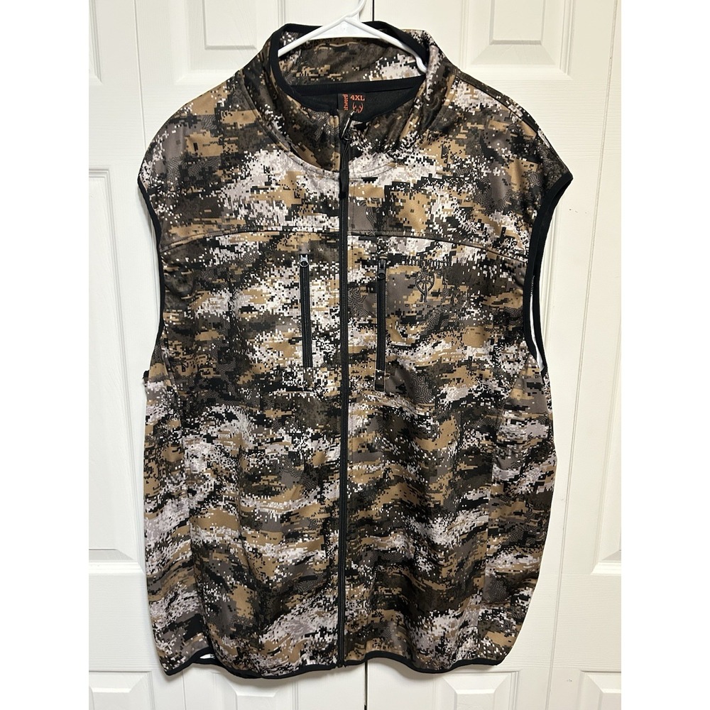 Huntsworth Mens Disruption Camo Heat Boost Windproof Soft Shell Hunting Vest 4XL